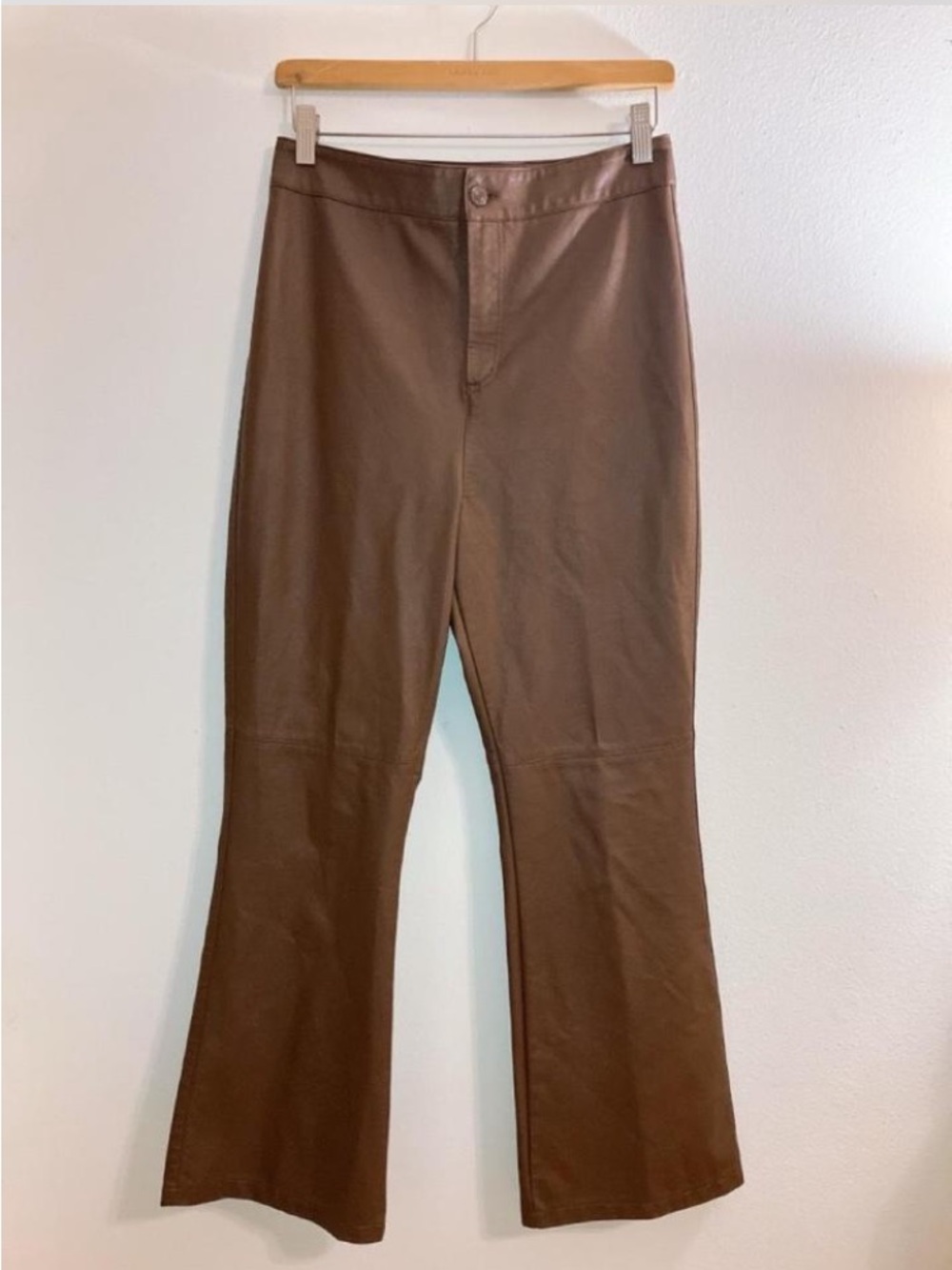 Free People Brown Ultra High-Rise Faux-leather Western Flare Boot Pants Size 8 - Picture 2 of 7